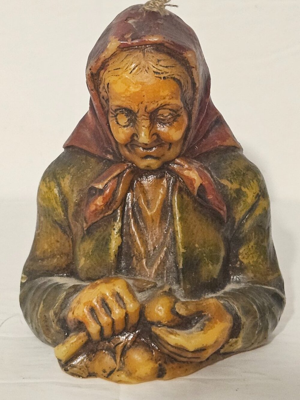 Vintage Novalum Candle From Vienna Old Woman peeling apple Austria
